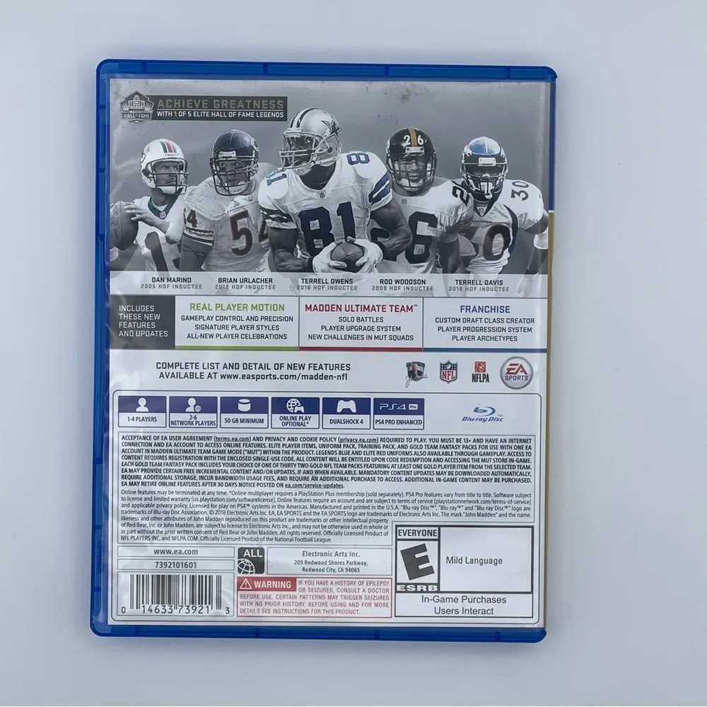 Madden NFL 19 Hall of Fame Edition (Sony‎ PlayStation 4, 2018) Complete